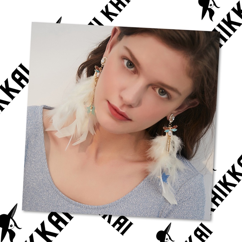 Khikkai Collection ❤︎ Feather Drop Earrings